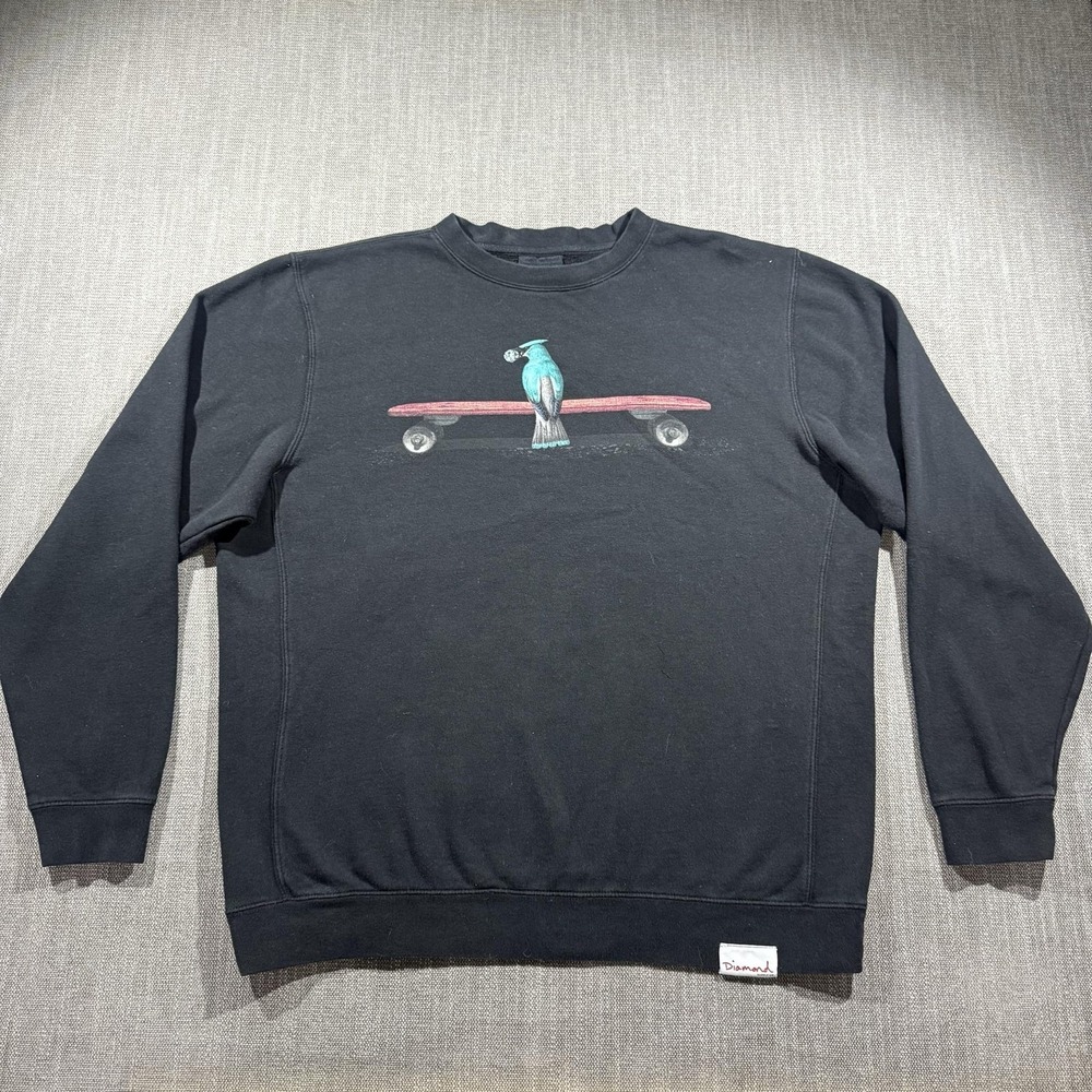 Diamond Supply Co Sweatshirt Mens XL Black Bird Skateboard Fleece Crewneck